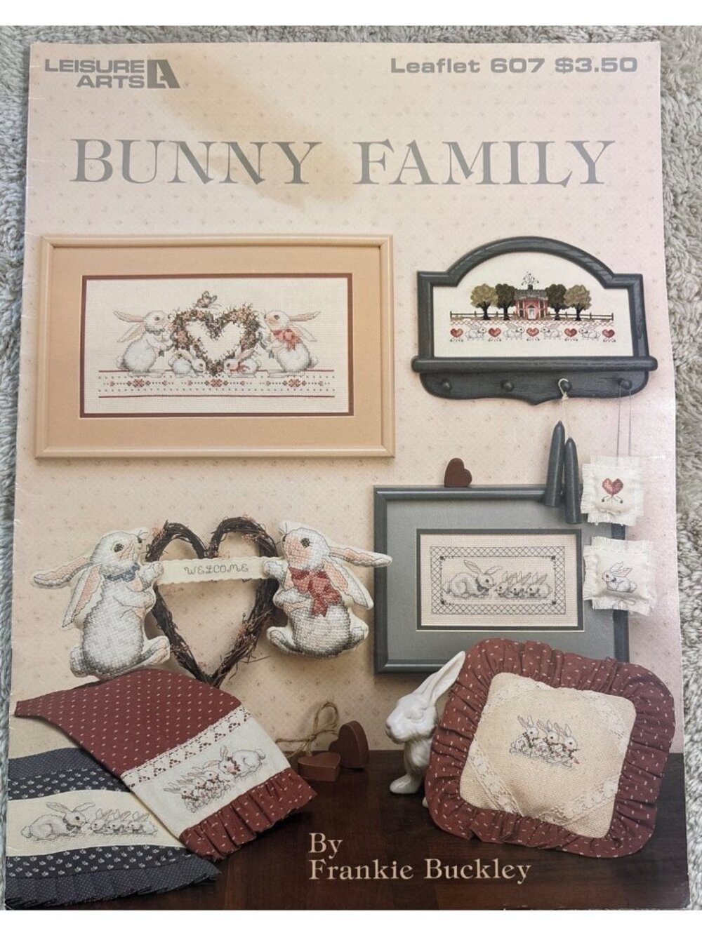 Bunny Family Cross Stitch Pattern Leaflet 607 Vintage 1988 Leisure Arts